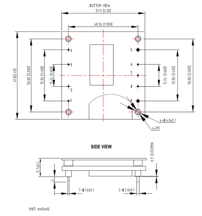 Mechanical Drawing - Advanced Energy / Artesyn AVE700 Isolated DC/DC Converters